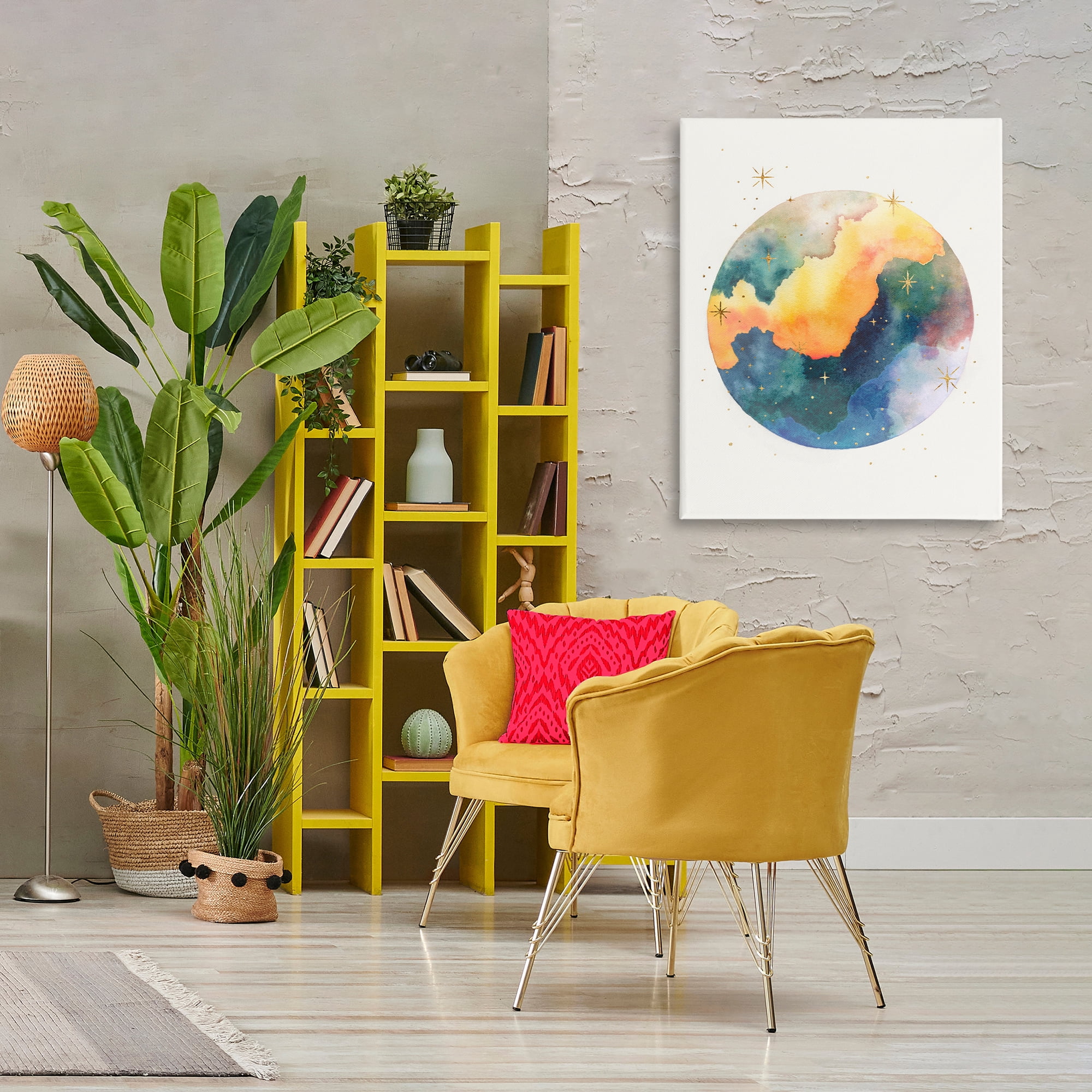 Stupell Industries Nebula & Stars Watercolor STEM Painting Wrapped Canvas Art Print Wall Art, 30 x 40