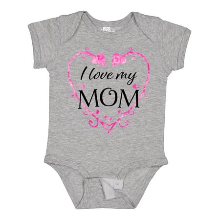 

Inktastic I Love My Mom- Pink Hearts and Swirls Boys or Girls Baby Bodysuit