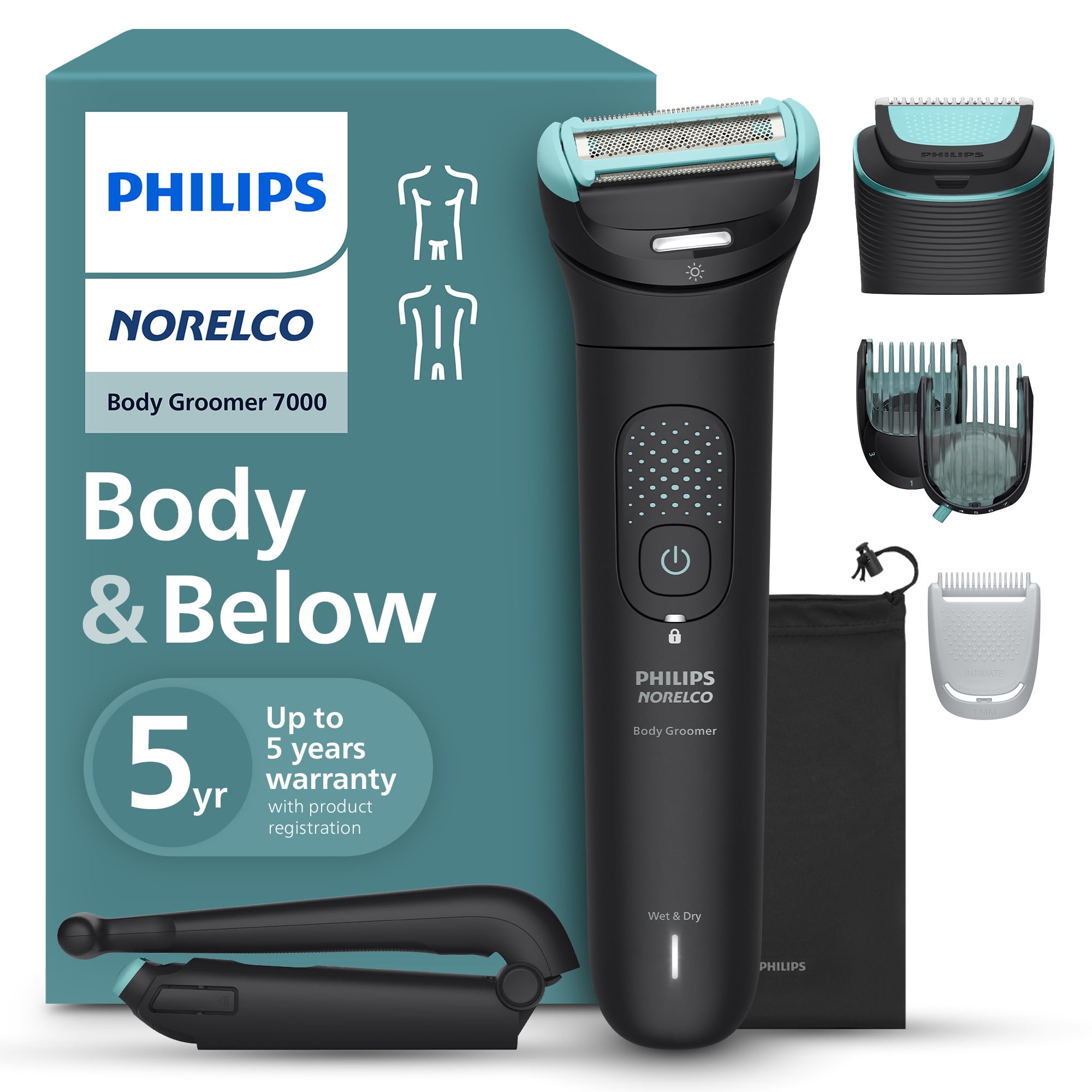 Philips Norelco Body Groomer 7000 Series, Trimmer For Man, 100% Showerproof, BG7470/50