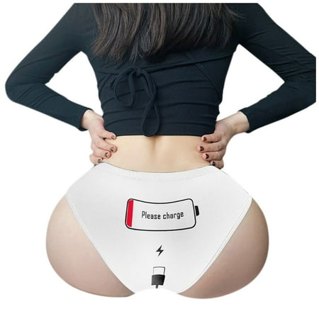 

Funny Please Charge Printed Sexy Panties For Women Cartoon Stretch Soft Seamless Underwear