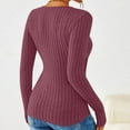 thumbnail image 5 of ClodeEU Women's Deep V Neck Wrap Sweater , Casual Fashions Long Sleeve Slim Ribbed Knit Tops Wine,Womens Plus S, 5 of 7
