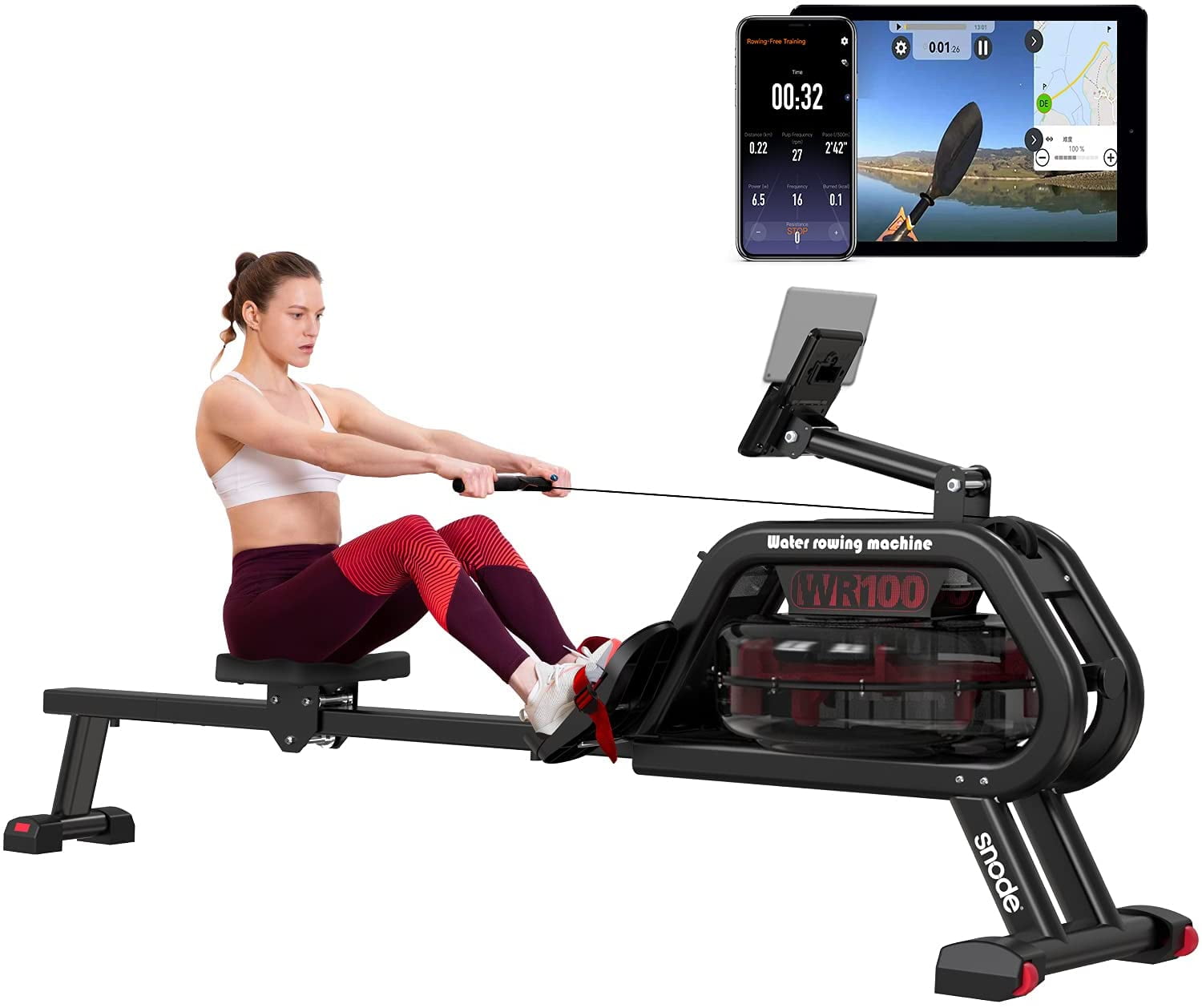 Snode Water Resistance Foldable Indoor Exercise Rower Machine Maximum 331 Lbs For Home Workout Walmart Com