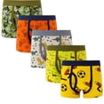thumbnail image 1 of 5pcs Boys Cute Cartoon Pattern Comfortable Cotton Boxers, Elastic Comfy Underwears, 1 of 5