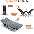 thumbnail image 2 of Camping Cot for Adults with Cushion Comfortable, Portable Folding Bed for Sleeping Supports 450 lbs (Gray), 2 of 14