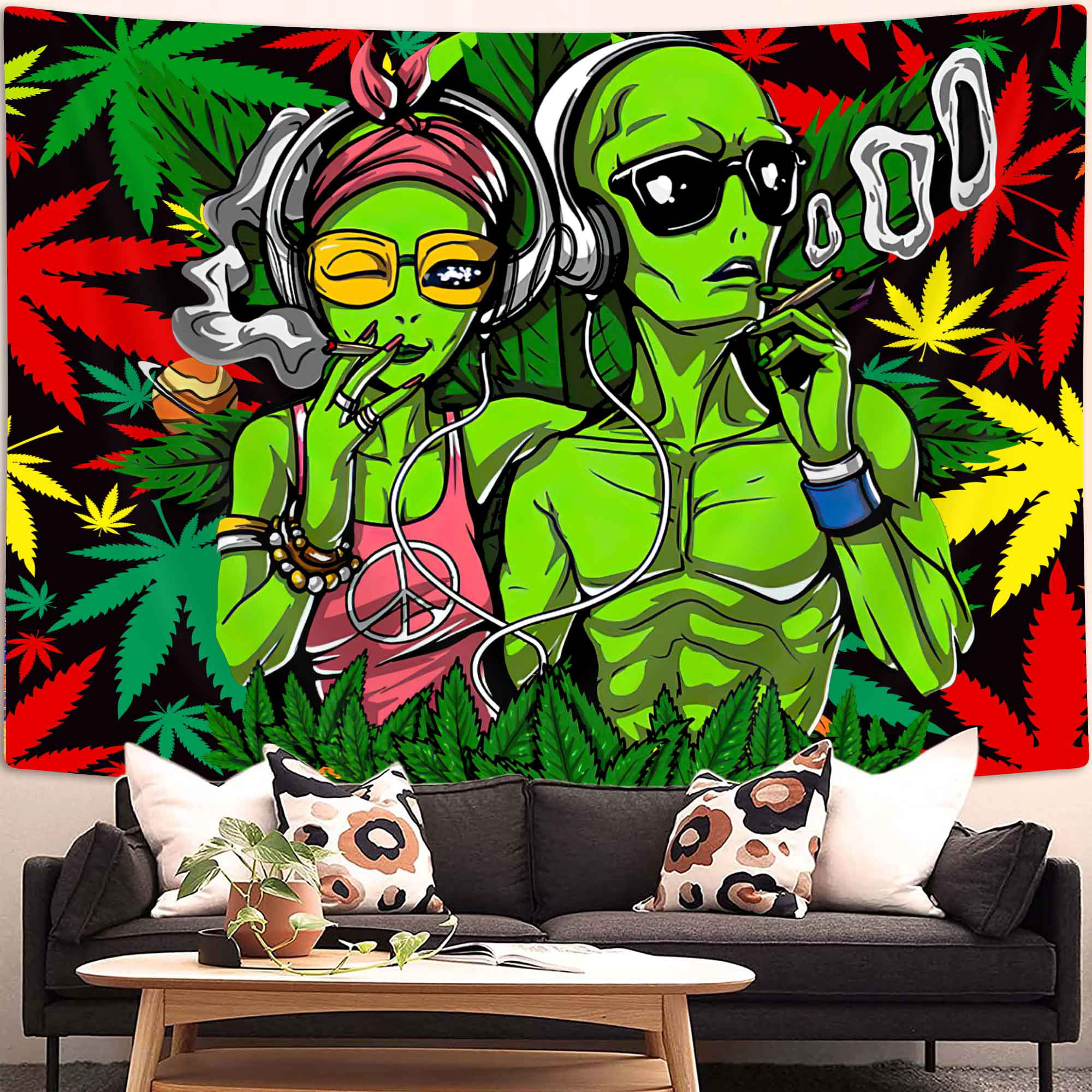 Cool Alien Tapestry, Funny Couple Tapestry for Men, Trippy Room ...