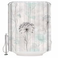 thumbnail image 2 of Teal Black Dandelion Waterproof Fabric Shower Curtain, Vintage Watercolor Floral Shower Curtain for Bathroom Curtains Bathtubs Hotel Washable Shower Curtains with 12 Hooks Standard 72x72, 2 of 6