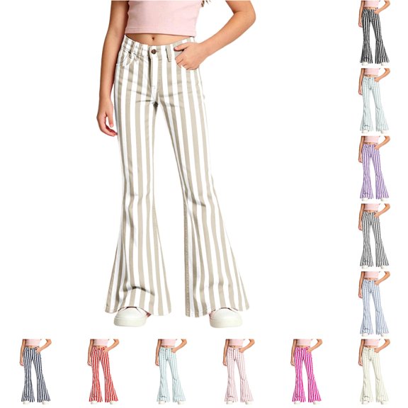 RTKFRFLM Girls Pants Graphic Print Elastic Waist Lightweight Soft Casual Trousers for Kids for Everyday Casual Wear
