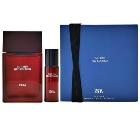 Zara For Him Red Edition for Men Long Lasting Sophisticated Masculine Fragrance Perfect for Day Night Travel and Gift Limited Edition Set Eau de Parfum 100 ML (3.38 fl oz)   12 ML (0.41 fl oz)