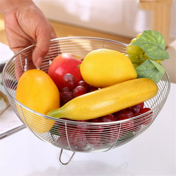 Countertop Fruit Bowl,Stainless Steel Fruit and Vegetable Basket for Kitchen Counter, Metal Wire Baskets for Fruits Vegetables Breads Snacks, Large Fruit Bowl