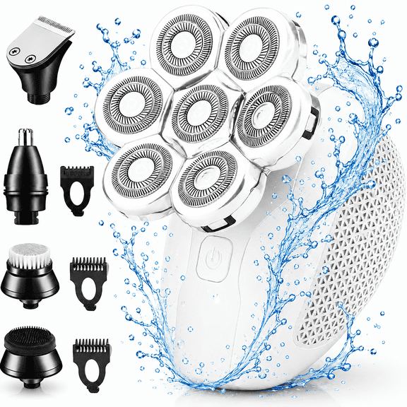 NIUTA® Electric Razor for Women, 7-in-1 Rechargeable Womens Electric Shaver with Wet & Dry Rotary Head, Cordless Bikini Trimmer and Body Hair Remover for Legs, Underarms, Face & Arms, White