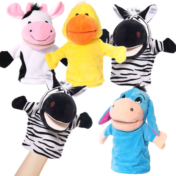 4Pcs Farm Animal Hand Puppets Soft Plush Interactive Toys for Storytelling Role Play Kids Gift