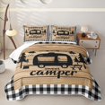 thumbnail image 2 of Catabedysis Plaid Camping Quilt Full,Sweet Camper Print Full Bedspread Sets For Boys,Multicolor,3Pcs, 2 of 7