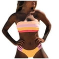 thumbnail image 2 of FAOWME Bikini Set For Women Color Block Strapless Comfortable Elegant Two Piece Swimsuit For Holiday Vacation Beach,Pink,L, 2 of 6