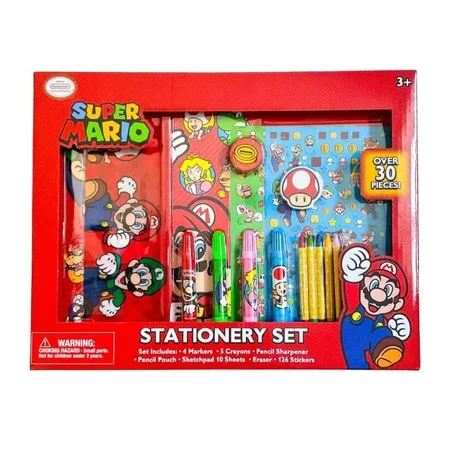 Nintendo Super Mario 30pc Stationery Set * Kids Stationery * 30 piece Activity Pack * Official Nintendo Licensed Product