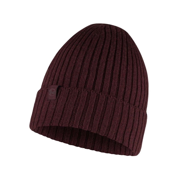 Buff Knitted Beanie, Norval Maroon