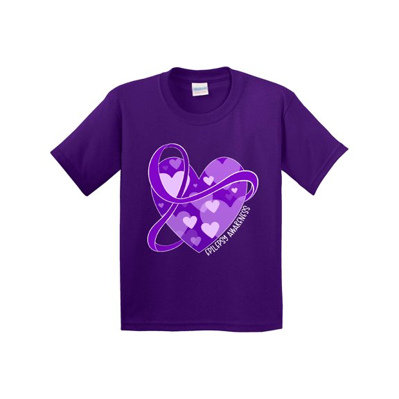 Inktastic Epilepsy Awareness Purple Ribbon Around Heart Youth T-Shirt