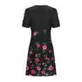 thumbnail image 4 of Jophufed Summer Spring Dresses for Women 2025 Cute Cold Shoulder Boho Tshirt Dresses Tunic Dress,Casual Short Sleeves O-Neck Ladies Hollow Out Beach Short Slim Mini Sundress, 4 of 5