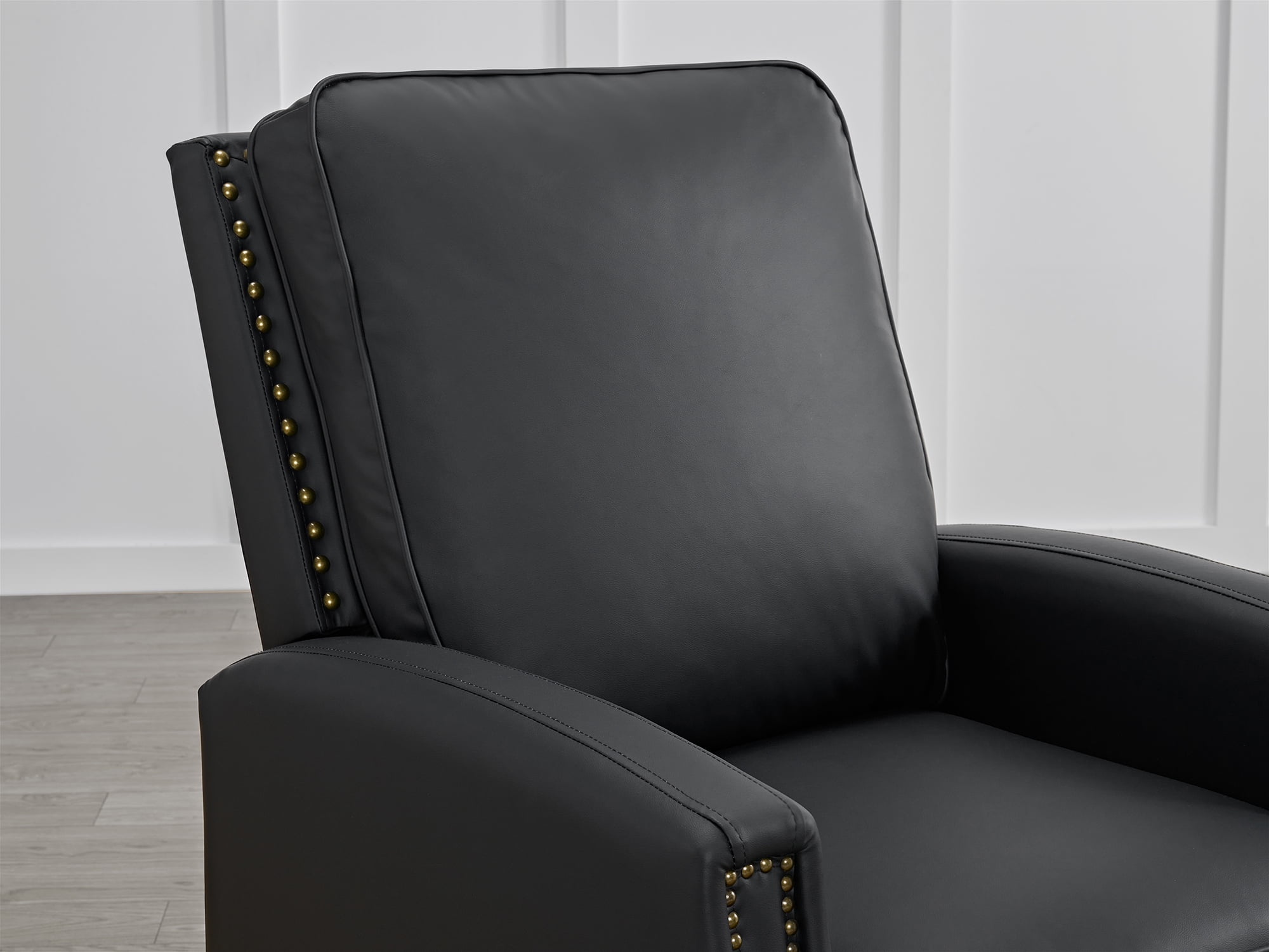 CHITA Recliner Chairs for Adults Single Sofa Chair for Living Room Faux Leather Push Back Recliner,Black