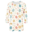 thumbnail image 5 of lcziwo Plus Size Shirts for Women Eastercute Eggs Print Easter 3/4 Sleeve Blouse Loose Round Neck Casual Spring Tops White XXXXL, 5 of 5