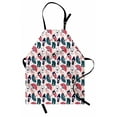 thumbnail image 1 of Japanese Cat Apron, Items Maneki Neko Geisha Fan Doodles Pattern, Unisex Kitchen Bib with Adjustable Neck for Cooking Gardening, Adult Size, Jadegrün Rosa, by Ambesonne, 1 of 4