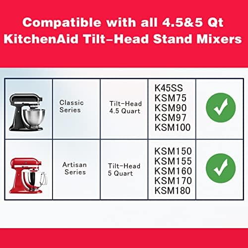 Stainless Steel Mixer bowl Fit for KitchenAid Artisan&Classic Series 4.5-5 QT Tilt-Head Mixer, 5 Quart Mixing Bowl with Handle.