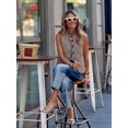 thumbnail image 3 of Women's Plaid Button Front Vest with Quilted Detail Stand Collar Sleeveless Top for Fall Winter Daily Wear, 3 of 7