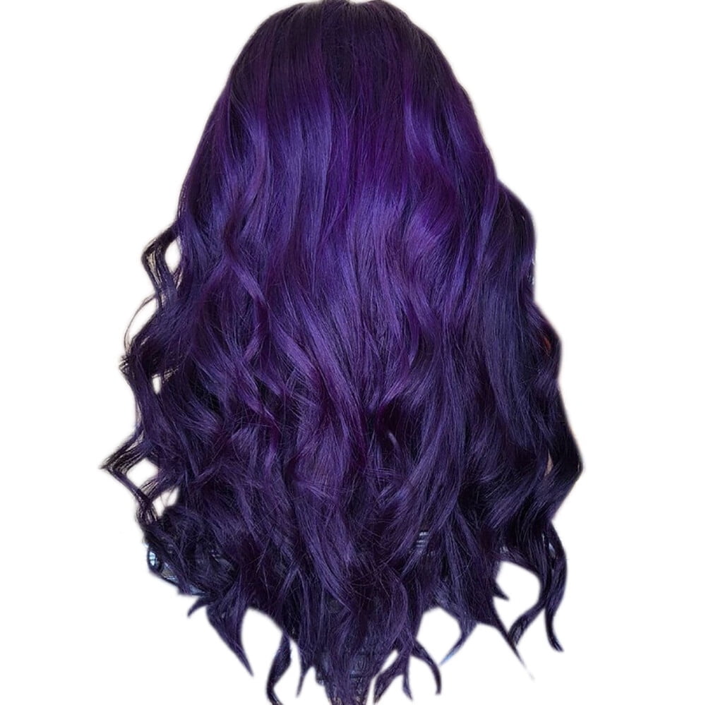DOPI Brazilian Virgin Hair Full Lace Cap Band Human Hair Wigs For Black Women 70CM Natural Purple Party Wig Female Long Cur