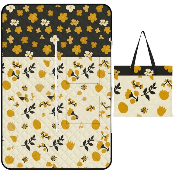 Colorful Floral Bohemia Outdoor Picnic Blanket, Foldable Waterproof Beach Mat, Portable Beach Blanket for Beach Camping, Hiking, Family Concerts