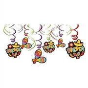 Fiesta Cinco de Mayo Maracas & "Fiesta" Hanging Swirl Decoration Kit (12 Piece)