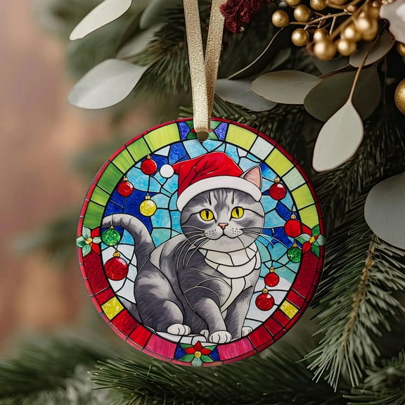Chartreux Cat Ornaments Ceramic For Christmas, Ornaments Ceramic Christmas 2025