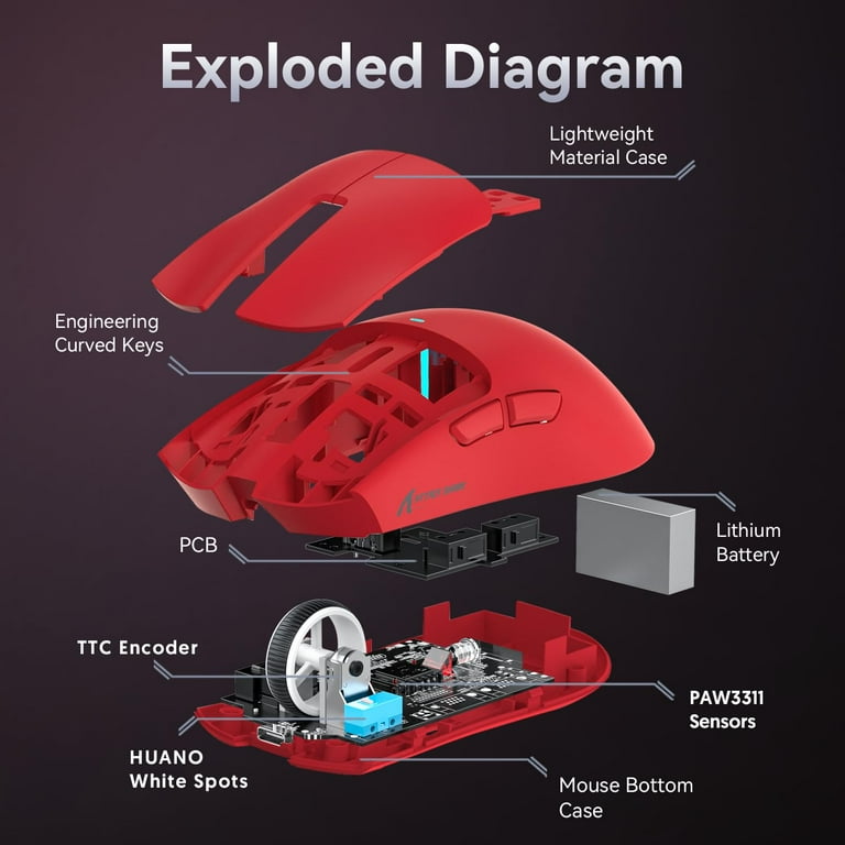 ATTACK SHARK X3 Pro 4K/8K Hz Mus, 49g SUPERLIGHT, PixArt PAW3395 Spelsensor, BT/2.4G Tru00e5dlu00f6s ATTACK SHARK X3 Pro 4K/8K Hz Mus, 49g SUPERLIGHT, PixArt PAW3395 Spelsensor, BT/2.4G Tru00e5dlu00f6s
