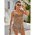 thumbnail image 4 of Oudiya Women Beach Swimsuit Cover Up Crochet Bikini Bathing Suit Coverups Summer Swimwear Tassel Dress, S-3XL, 4 of 5