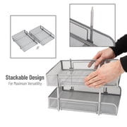 Mind Reader Stackable Paper Tray, Desktop Organizer, File Storage, Office, Metal Mesh, 2 Pcs, White