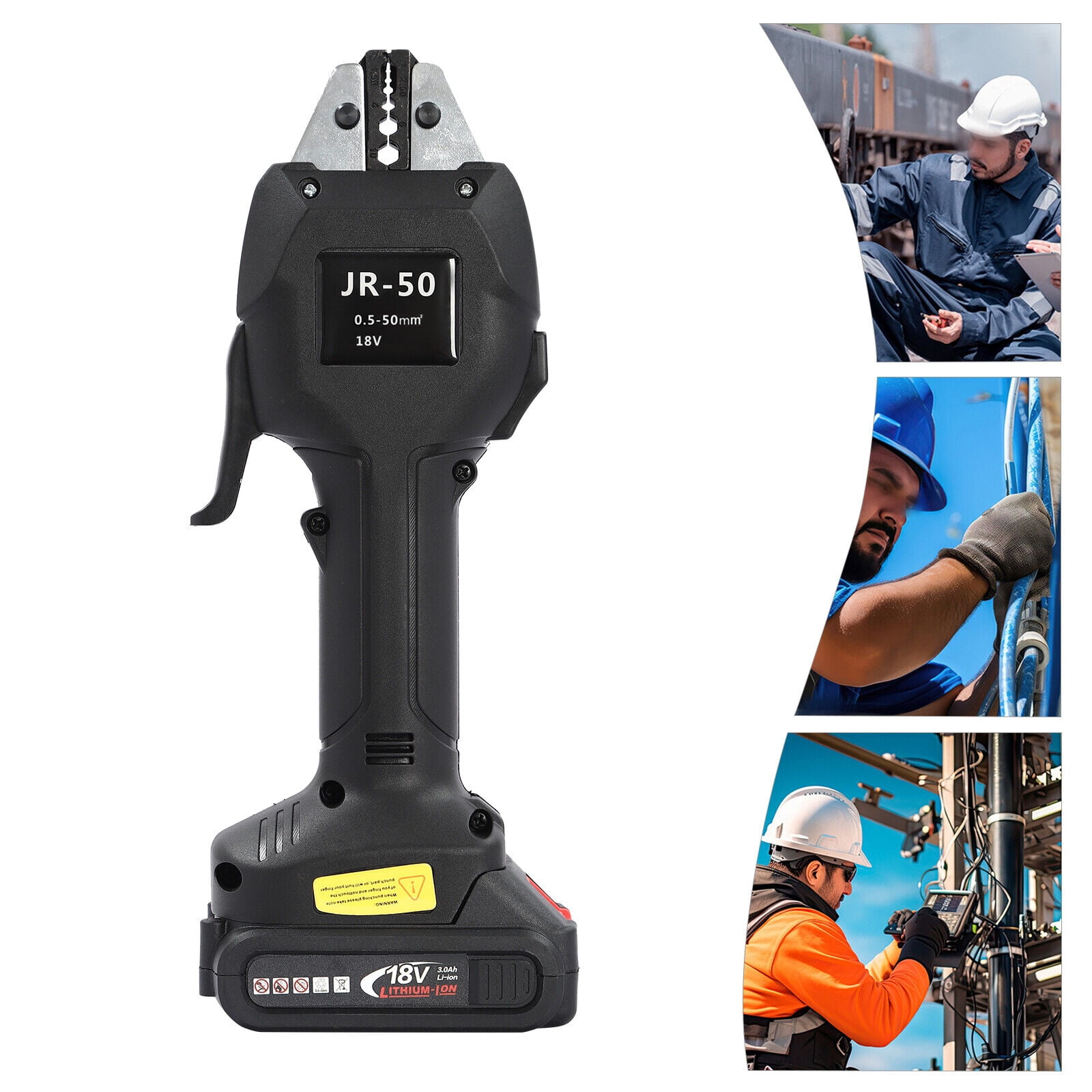 EW-50X Electric Crimping Pliers Terminal Crimping Tool Rechargeable DC 18V/3Ah Black