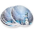 thumbnail image 3 of Christmas Snowman Blue Coasters Absorbent Moisture Non-Slip Drink Coaster Ceramic Stone with Cork Base Desktop Protection Prevent Furniture Damage 2PCS Home Decor, 3 of 6