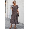 thumbnail image 2 of Vestido PRETTYGARDEN Café Floral Boho Midi con Mangas Abullonadas Talla L, 2 of 8
