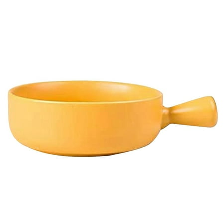 

Ceramic Bowl with Handle Bowl Soup Ramen Bowl Shatterproof Dishwasher and Safe Kitchen Porcelain Bowl Yellow