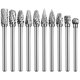 thumbnail image 1 of Juego Fresas Carburo 10 Piezas Brocas Amoladora Troquel Doble Corte Brocas Largas Vástago 1/8 Pulgadas, 1 of 9