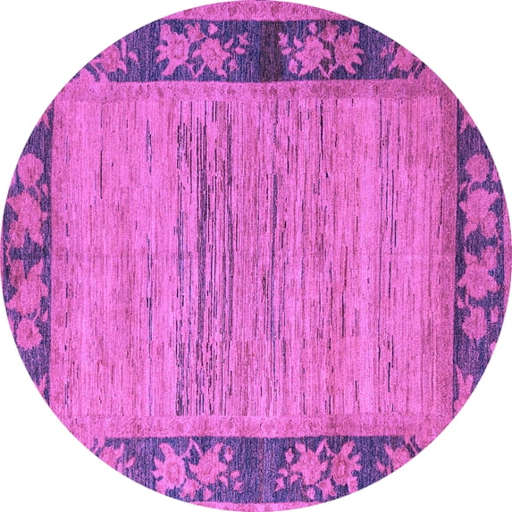 Ahgly Company Indoor Round Oriental Purple Modern Area Rugs, 6' Round
