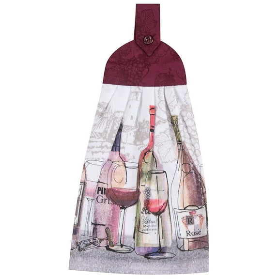 CHOICE WINE Terry Kitchen Tie Towel by Kay Dee, Set of 2