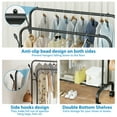 thumbnail image 7 of Clothes Rack for Hanging Clothes, Double Rods Clothes Rack with Wheels, Multi-functional Clothing Rack for Bedroom, 4 Hooks, 7 of 7