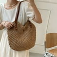 thumbnail image 6 of Straw Bag for Women Summer Beach Bag Soft Woven Tote Bag Large Rattan Shoulder Bag for Vacation - Light brown, 6 of 7