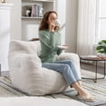 thumbnail image 3 of Cvortll Adult Bean Bag Chair, Tufted Plush Lazy Sofa with Memory Cotton Beans & Armrest for Bedroom Gaming Room Apartment, White, 3 of 9