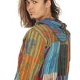 thumbnail image 6 of The Collection Royal Men Hippie Patchwork Bohemian Casual Rave Festival Baja Boho Long Sleeve Hoodie Tops Shirt Stonewash-L, 6 of 9