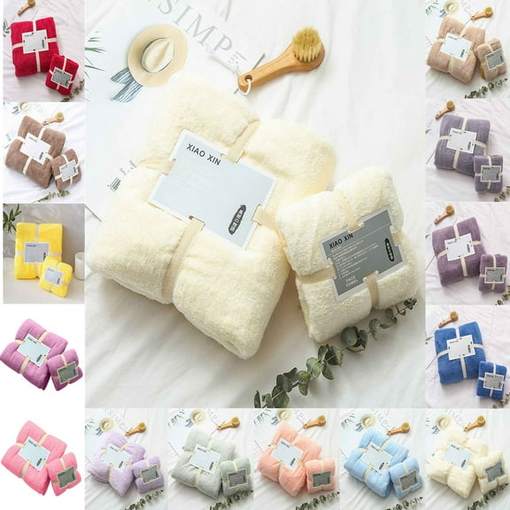 Xuniizn Bath Towel and Wash Cloths Set: 1x2-In-1 Bath Towel and Hand Towel 2-Piece Set (380G Hemmed Bath Towel 140*70Cm+ Hand Towel 75*35Cm), Superfine Fiber, Highly Absorbent & Fade Resistant