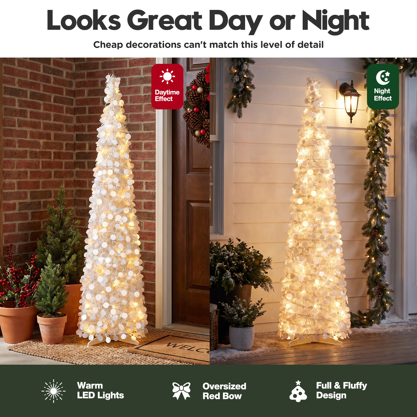 Ayieyill 5-Foot Pop-Up Tinsel Christmas Tree with LED Lights photo 6