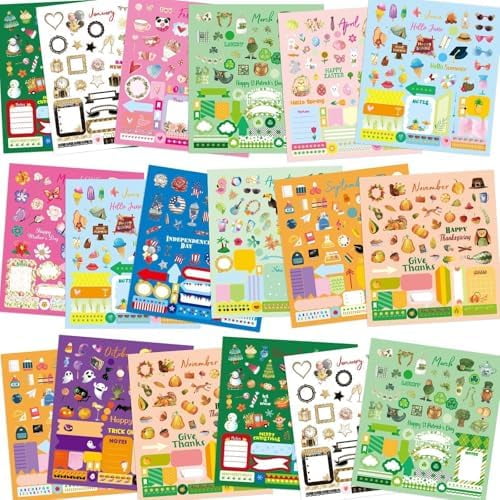 24 Sheets Holiday Stickers Seasons Assortment Planner Calendar Journal Scrapbook Stickers Kids Adults Craft Party Favors$$Office