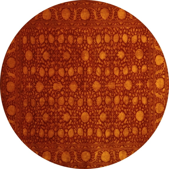 Ahgly Company Indoor Round Abstract Yellow Contemporary Area Rugs, 7' Round