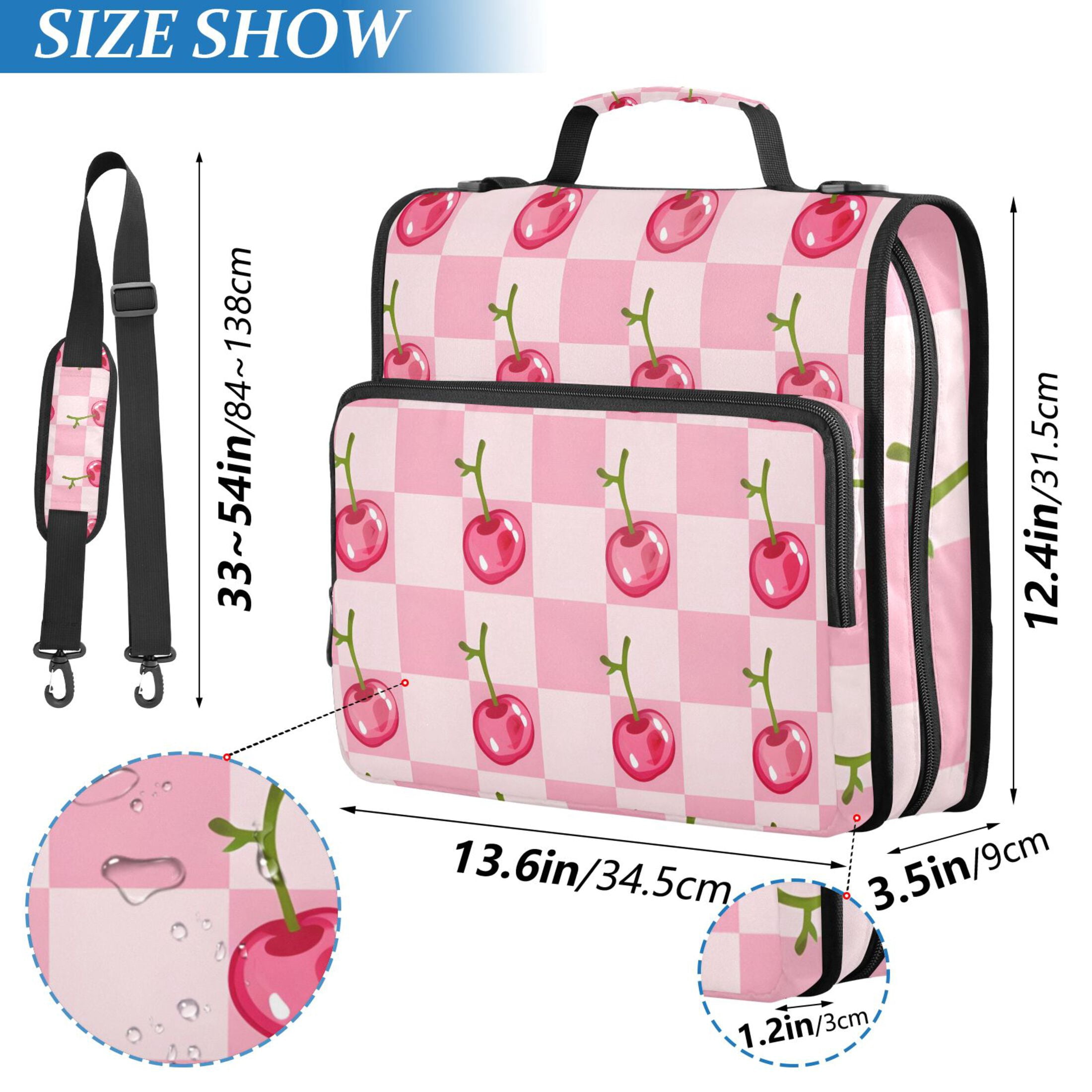 ALAZA Zipper Binder Cherry in Checkered Pattern 3 Ring Trapper Keeper File Folder Organizer Bag