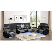 Fortuner Modern 3PC Livingroom Set Made faux leather & with Wood in Black